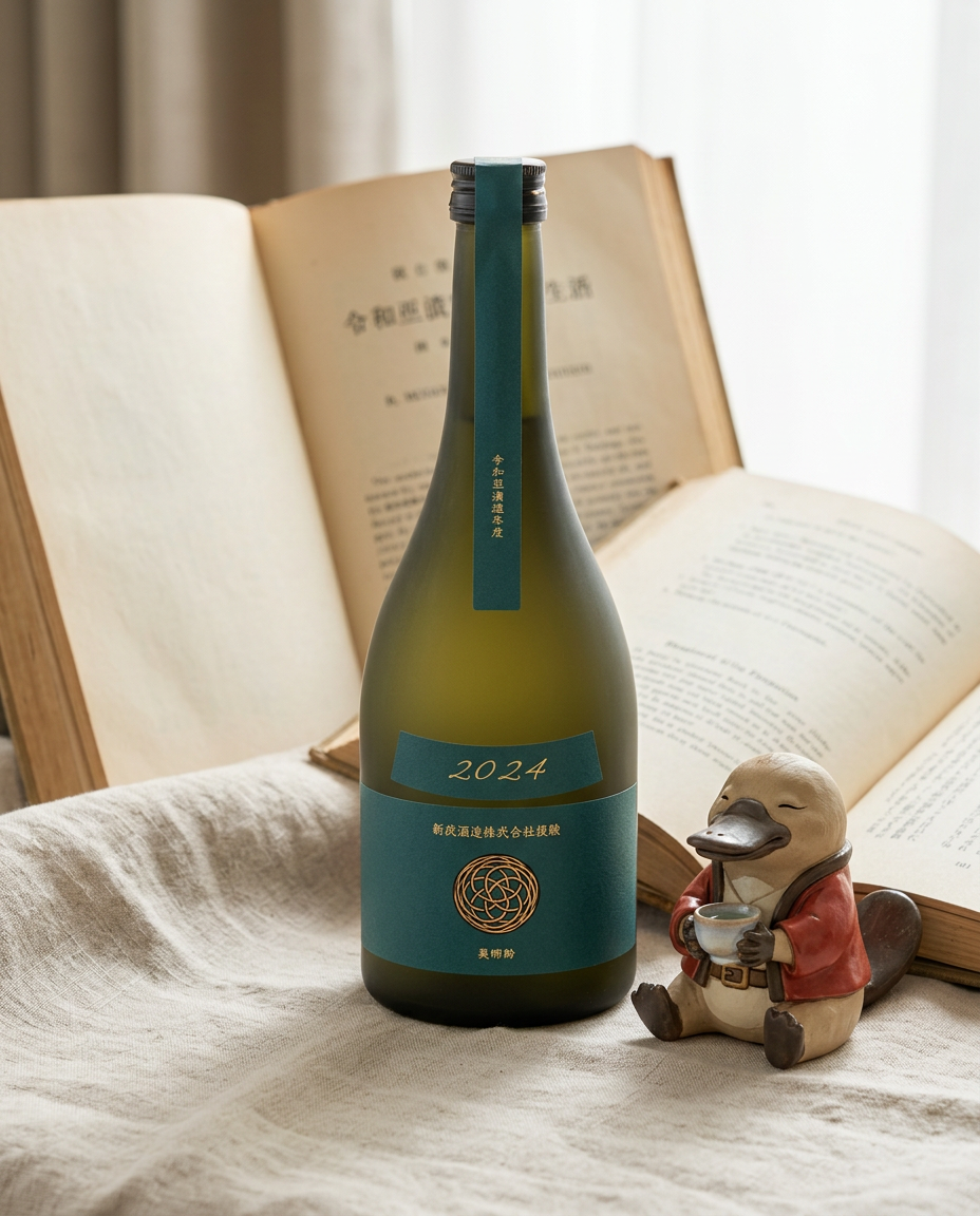 Close-up of the Aramasa Viridian 2024 label, showing the Kimoto method and No. 6 yeast details, boutique Japanese spirits Australia