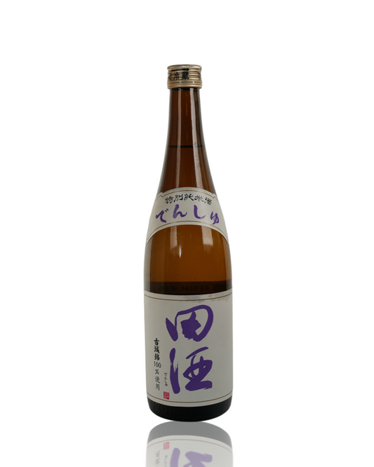Denshu Kojonoshiki Tokubetsu Junmaishu 720ml bottle with white and gold label, rare heritage rice sake from Aomori available at Love My Booze Australia.