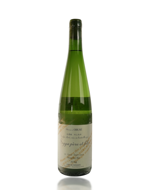 Green wine bottle with a label on a white background,Obuse Le Sake Erotique Numero SIX japanese sake, Delivery australia wide