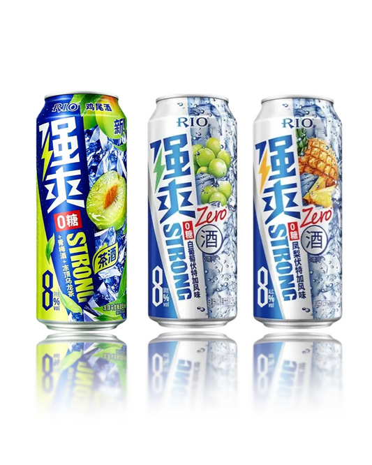 RIO Strong Cocktail Zero Sugar 8% ABV 3-flavor bundle featuring Green Grape, Pineapple, and Oolong Plum Vodka available at Love My Booze Australia