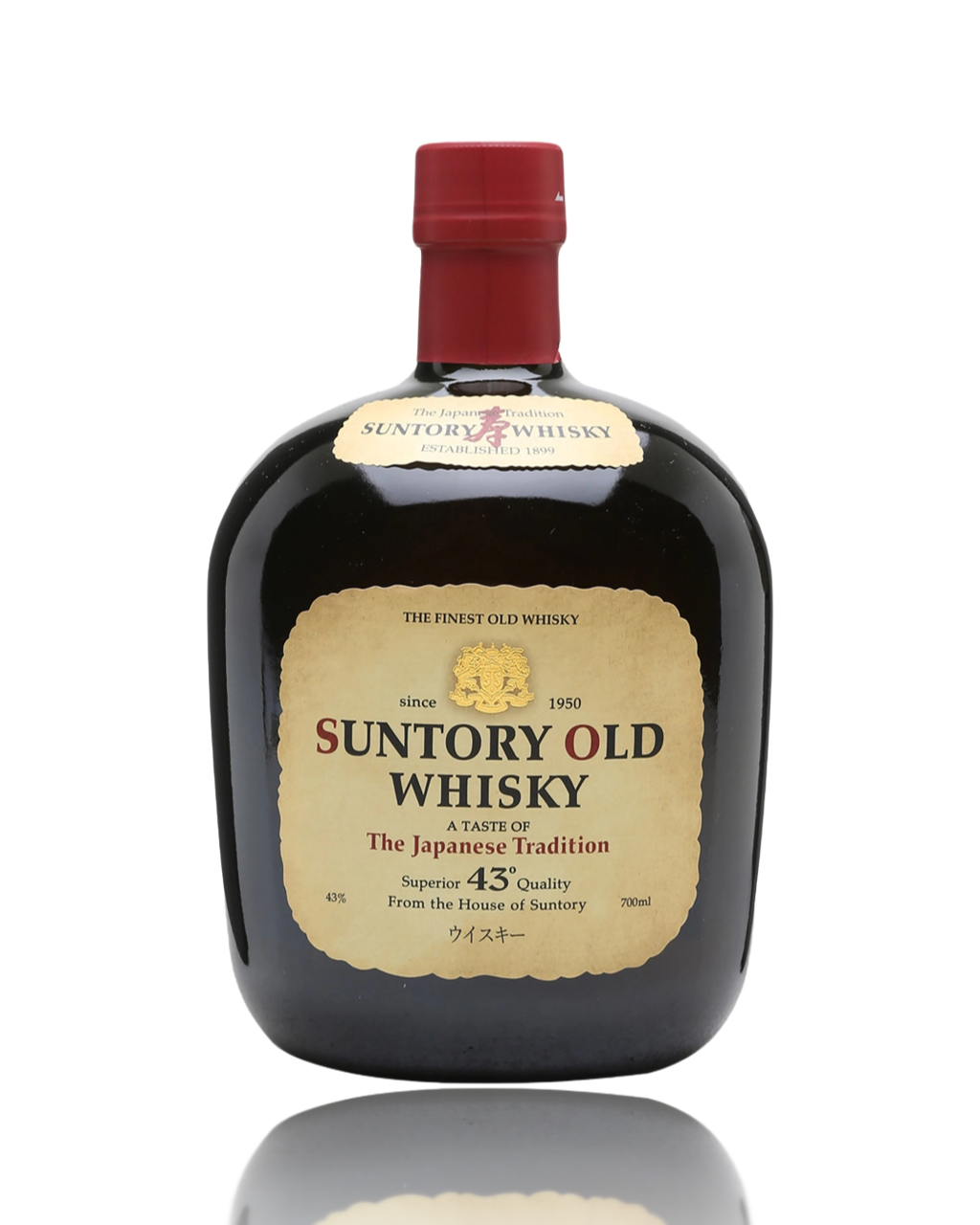 Suntory Old Whisky bottle with a white background