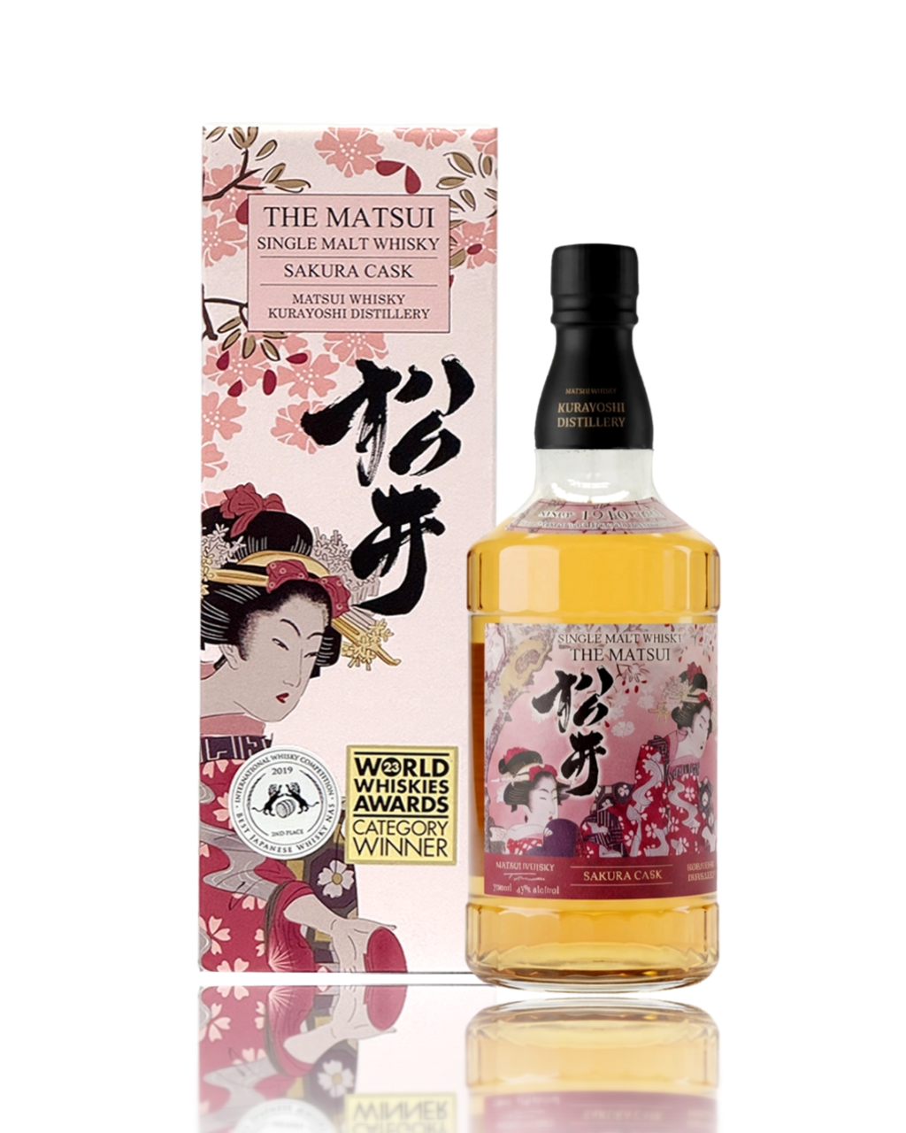 Matsui Single Malt Whisky bottle and packaging with floral design