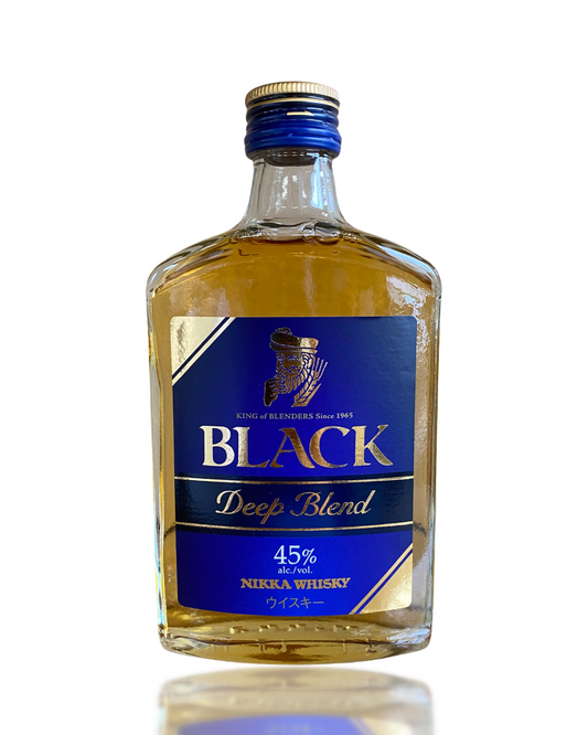 Nikka Black Deep Blend whisky bottle on a white background