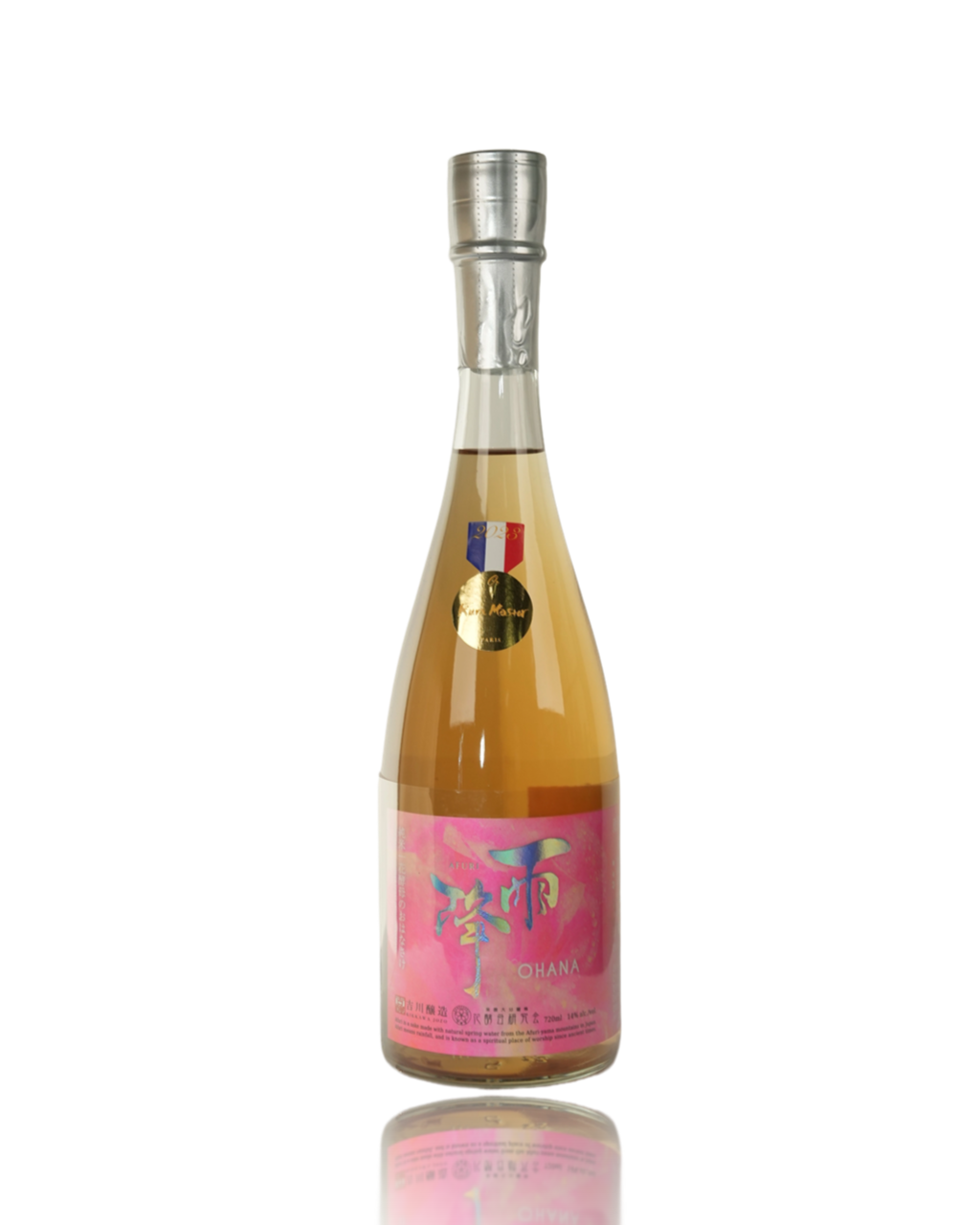 Front view of Afuri Kimoto Junmai Ohana 720ml bottle with 80% rice polishing ratio on a white background, traditional handmade Kimoto sake available at Love My Booze Australia.