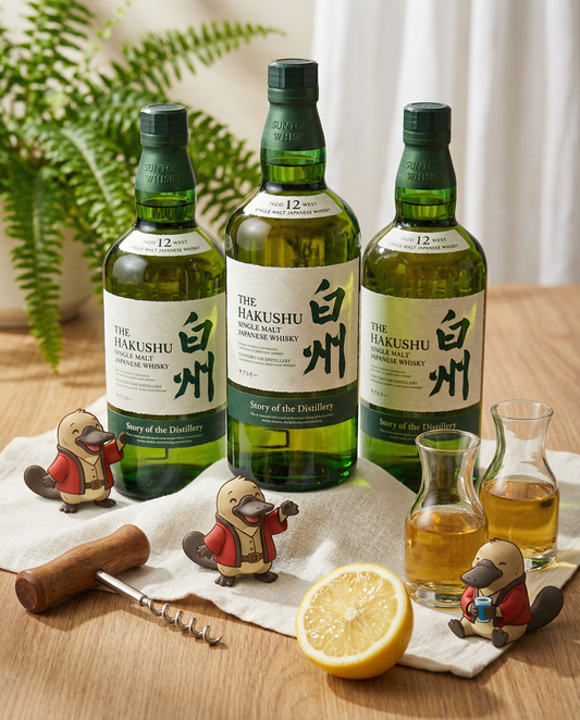 Close up of Hakushu 2024 Story of the Distillery label, authentic Japanese suntory whisky delivery Australia.白州2024全澳可送达