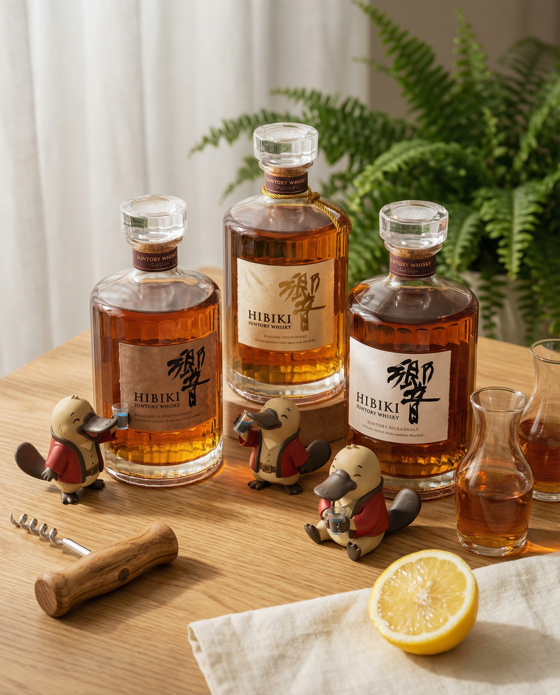 Detailed label of Hibiki 17YO (響17年) showing the premium Japanese calligraphy and vintage texture With Loboz the Platypus