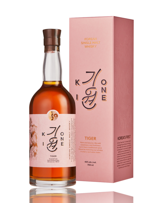 Ki One Tiger Edition Korean Single Malt Whisky matured in Sherry and Wine Casks - Rare Asian whisky at Love My Booze Australia.