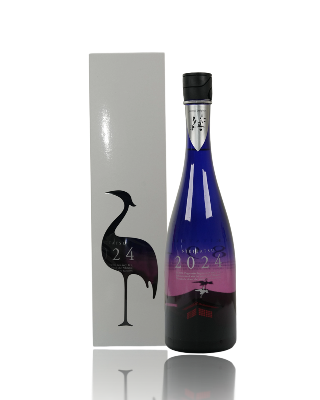Detailed back label of Nikitatsu 2024 Junmai Daiginjo, showing authentic Japanese production details, 35% polishing ratio, and technical specifications for collectors
